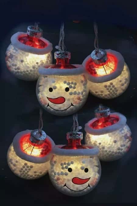 Hanging Snowman Indoor Festive String 10 Warm Bright LED Lights