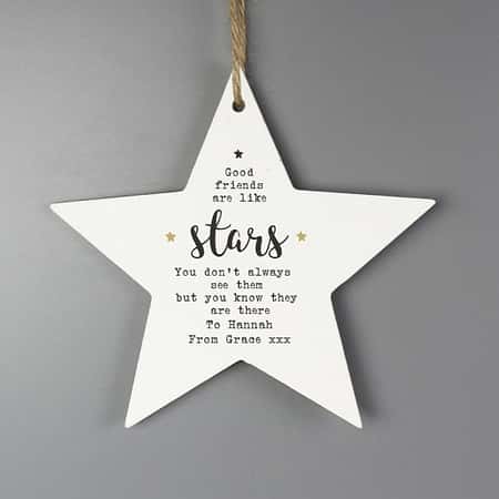 Personalised Good Friends Wooden Star Decoration