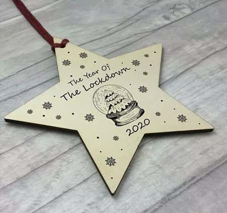 Christmas Wooden Star The Year Of The Lockdown Tree Decoration Bauble