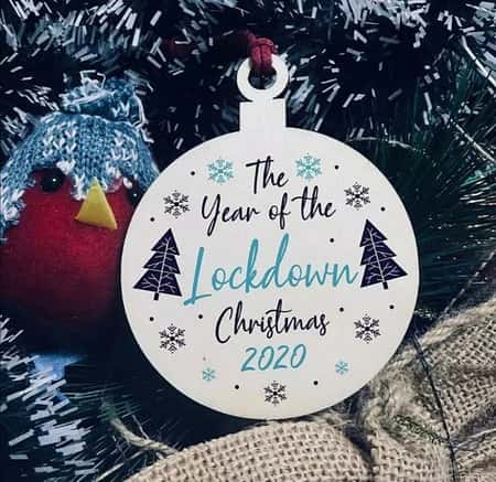 Christmas Lockdown Wood Bauble 2020