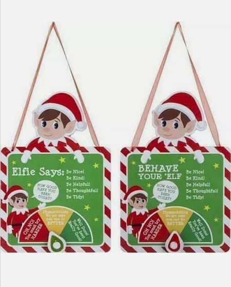 Behave your 'Elf Wooden Naughty Nice Behaviour Hanging Xmas Barometer for Kids