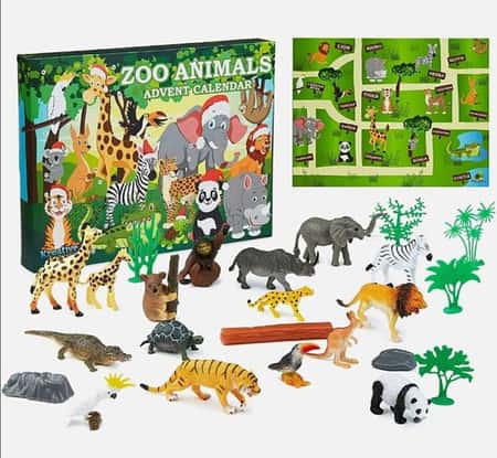 KreativeKraft Zoo Animals Advent Calendar 2020, + 24 Animal Toys For Childrens