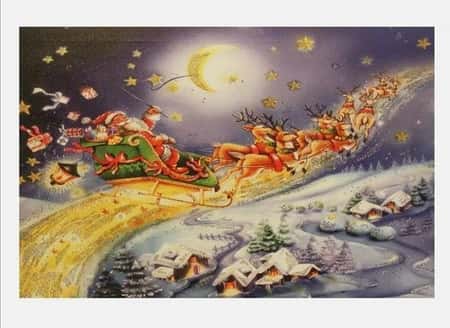 Christmas 46cm x 30cm LED Light up Canvas Picture - Santa Sleigh