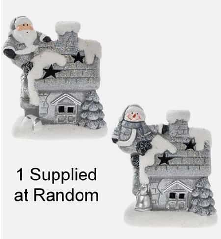 Christmas Decoration Silver and White Battery Flashing LED House - Random Design