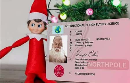 Prop for Naughty Elf On A Shelf. Stolen License From Santa Father Christmas