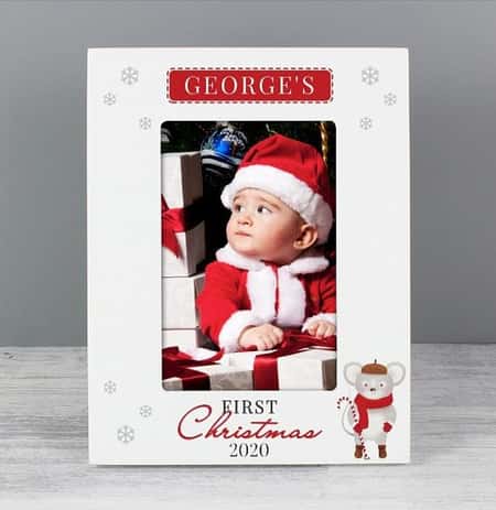 Personalised '1st Christmas' Mouse White 6x4 Photo Frame