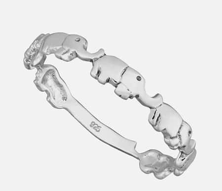 Sterling Silver Elephant Band Polished Ring 4mm Wide Sizes G-Z