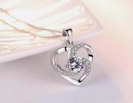 New Crystal Swirl Heart Pendant 925 Sterling Silver