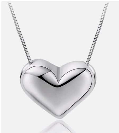 Heart Charm Pendant Chain Necklace 925 Sterling Silver