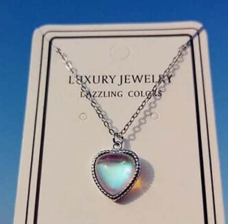 Heart Moonstone Pendant 925 Sterling Silver Chain Necklace