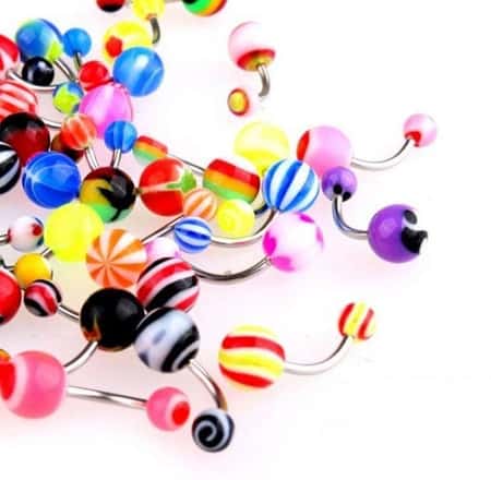 50x Mix Colors Navel Belly Botton Ring Bar Acrylic Barbell Body Jewellery