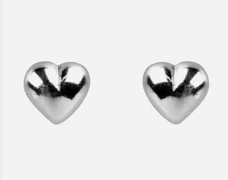Solid Sterling Silver 5mm Heart stud earrings