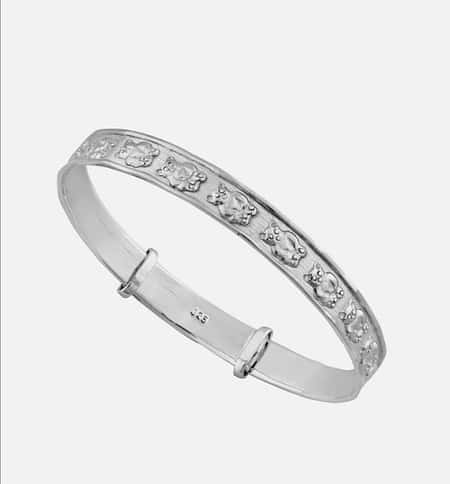 925 Solid Sterling Silver Baby's Christening Teddy Bear Bracelet