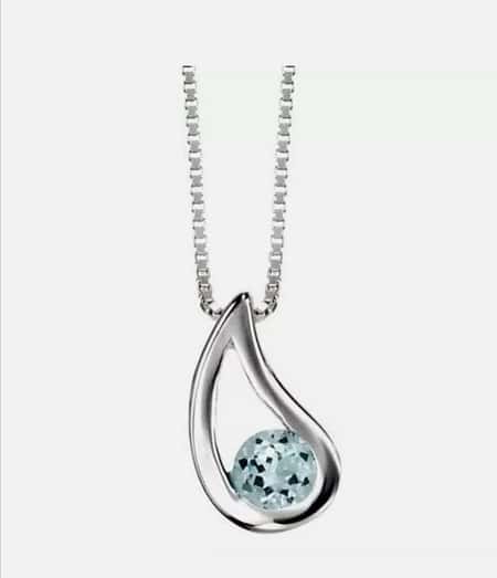 Sterling Silver Ladies Blue Topaz Checkerboard Pendant. comes boxed