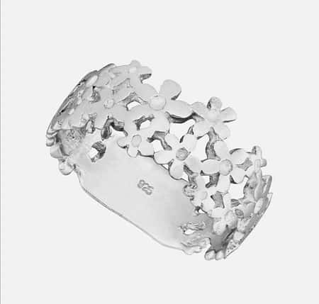 Solid Sterling Silver Daisy Chain Flower Band Ring Sizes G-Z
