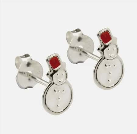 New Pair 925 Solid Sterling Silver Snow man Design Earrings