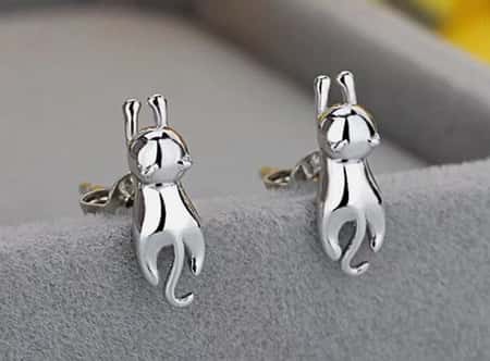 Mini Cute Cat Earrings Stud 925 Sterling Silver