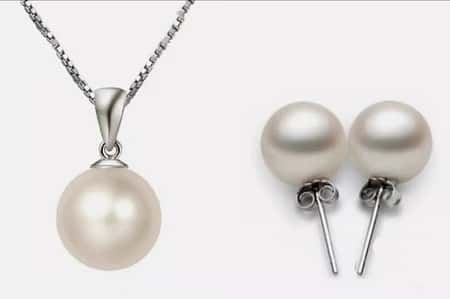 Stunning Pearl Pendant Chain & Earrings Stud 925 Sterling Silver