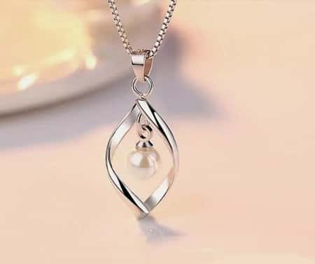 925 Sterling Silver Twisted Pearl Pendant Chain Necklace