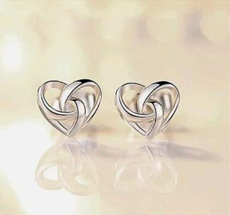 925 Sterling Silver Stunning Swirl Heart Stud Earrings