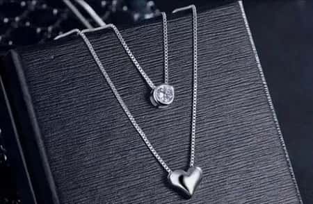 925 sterling silver two layer heart crystal pendant