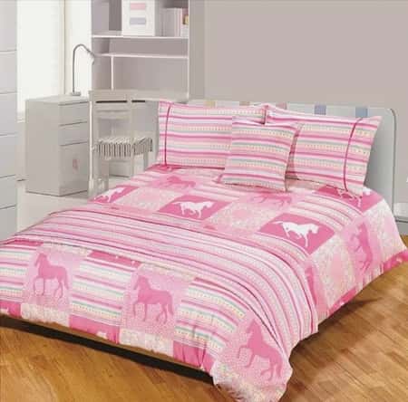 Pink Horse Duvet Cover Set With Optional Curtains