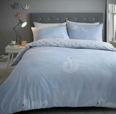 Luxury Marble Swan Flannel 100% Brushed Cotton Duvet Cover Set