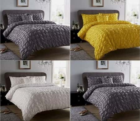 Seville Pleated Diamonds Design Luxury Duvet Cover Set