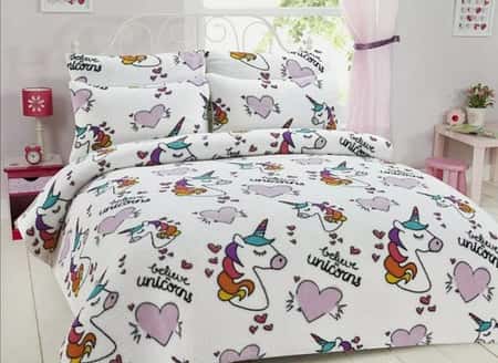 Teddy Fleece Unicorn Pattern Duvet Cover Set