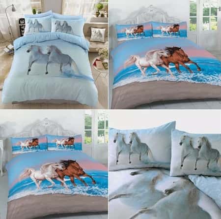 3D Effects Horses Pattern Luxurious Reversible Bedding Sets