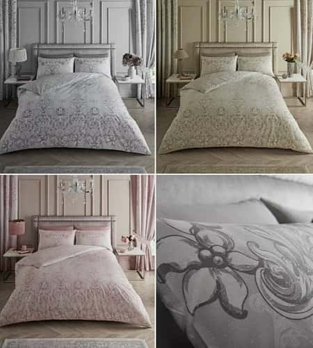 Antoinette Floral Damask Pattern Luxury Duvet Cover Set