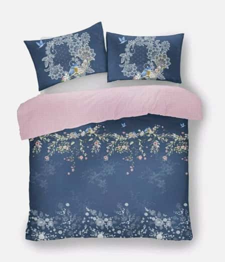 Bella Birds Floral Pattern Fully Reversible Bedding Set