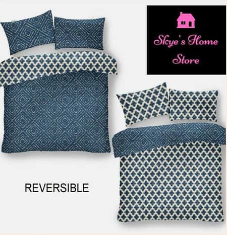 Indigo Diamonds Pattern Luxury Modern Duvet Cover Set