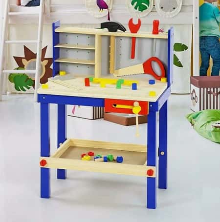 34 Piece Wooden Tool Work Bench Table & Tools Children's Toy