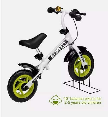 10" ENKEEO Balance Bike No Pedal with Bell and Hand Brake for 2-5 Year Old Kids