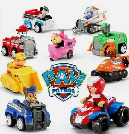 9pcs Fun Paw Patrol Dog Action Figures Doll Racer Car Set