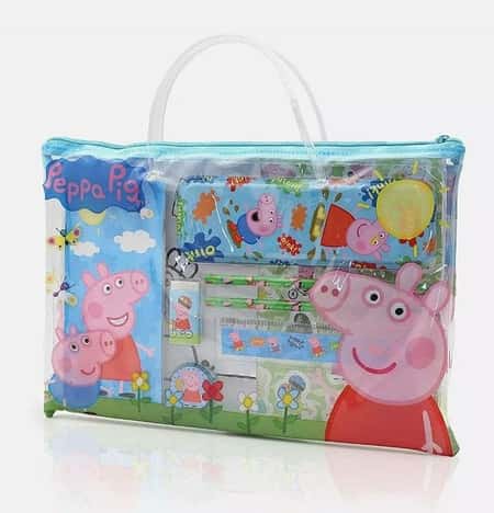 Peppa Pig Activity Travel Set Carry Along Book Bag Pencil Case Stationery Set