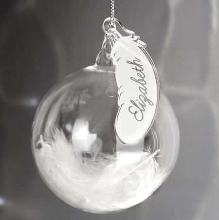 Personalised Feather Glass Bauble