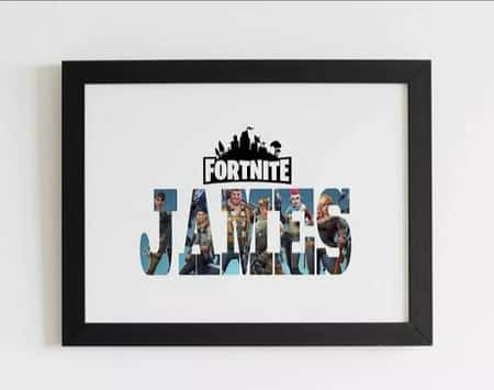 Personalised A4 Print Kids Room Gift Any Name Fortnite Themed (Frame Not Included)
