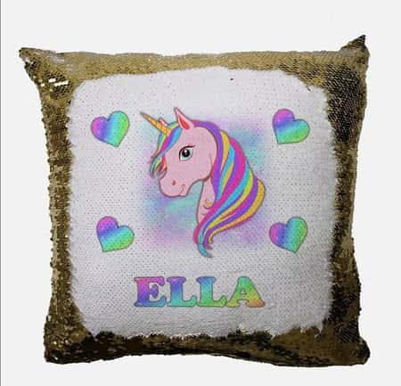 Personalised Magic Unicorn Sequin Cushion With Any Name