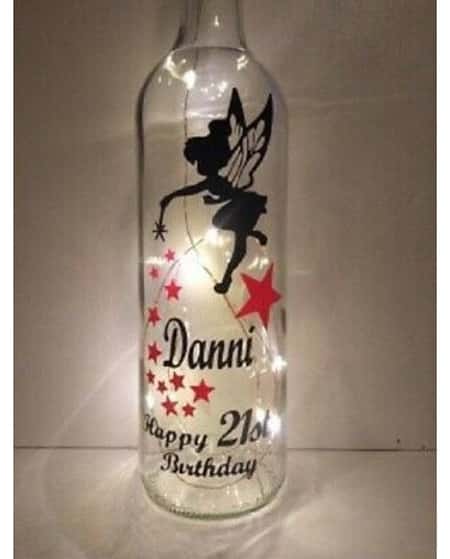 Personalised tinkerbell  light up bottle 16th 18th 21st (any age ) birthday gift