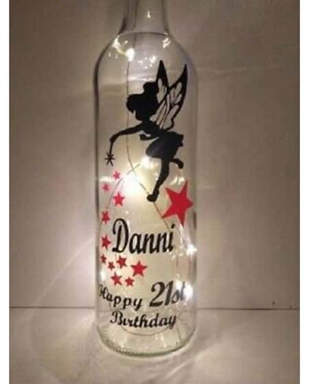 Personalised tinkerbell light up bottle 16th 18th 21st (any age ) birthday gift
