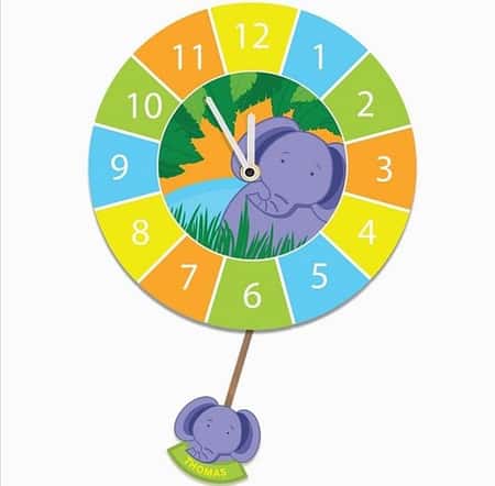 Customised Child Bedroom Elephant Clock. Silent Tick