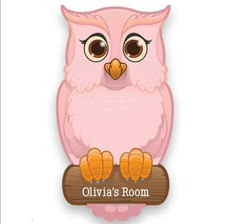 Personalised Pink/Blue Owl Door Plate
