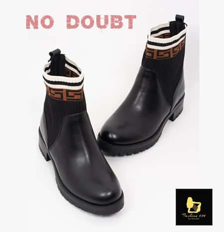 Limited Stocks! BLACK FAUX LEATHER PRINTED ANKLE BOOTS
