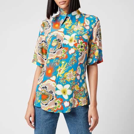 SALE - Simon Miller Women's Bandera Shortsleeve Shirt - Blue Floral Print!