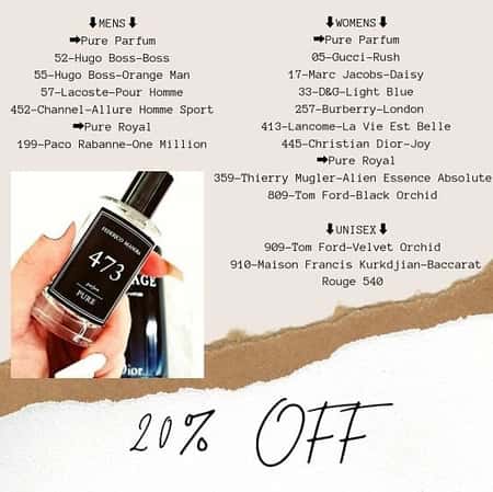 20% off Selected Pure Fragrances