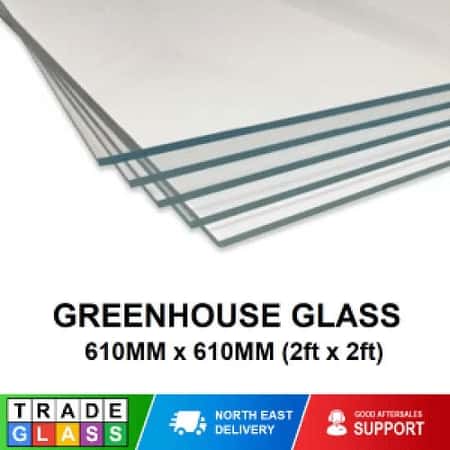 GREENHOUSE GLASS / HORTICULTURAL  610 MM x 610 MM (2ft x 2ft) x QTY 1