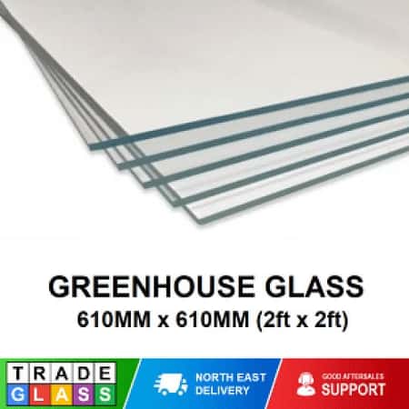 GREENHOUSE GLASS / HORTICULTURAL 610 MM x 610 MM (2ft x 2ft) x QTY 1