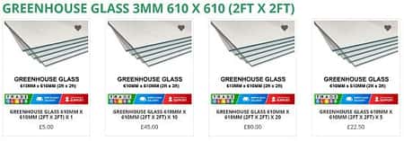 GREENHOUSE GLASS / HORTICULTURAL 610 MM x 610 MM (2ft x 2ft)
